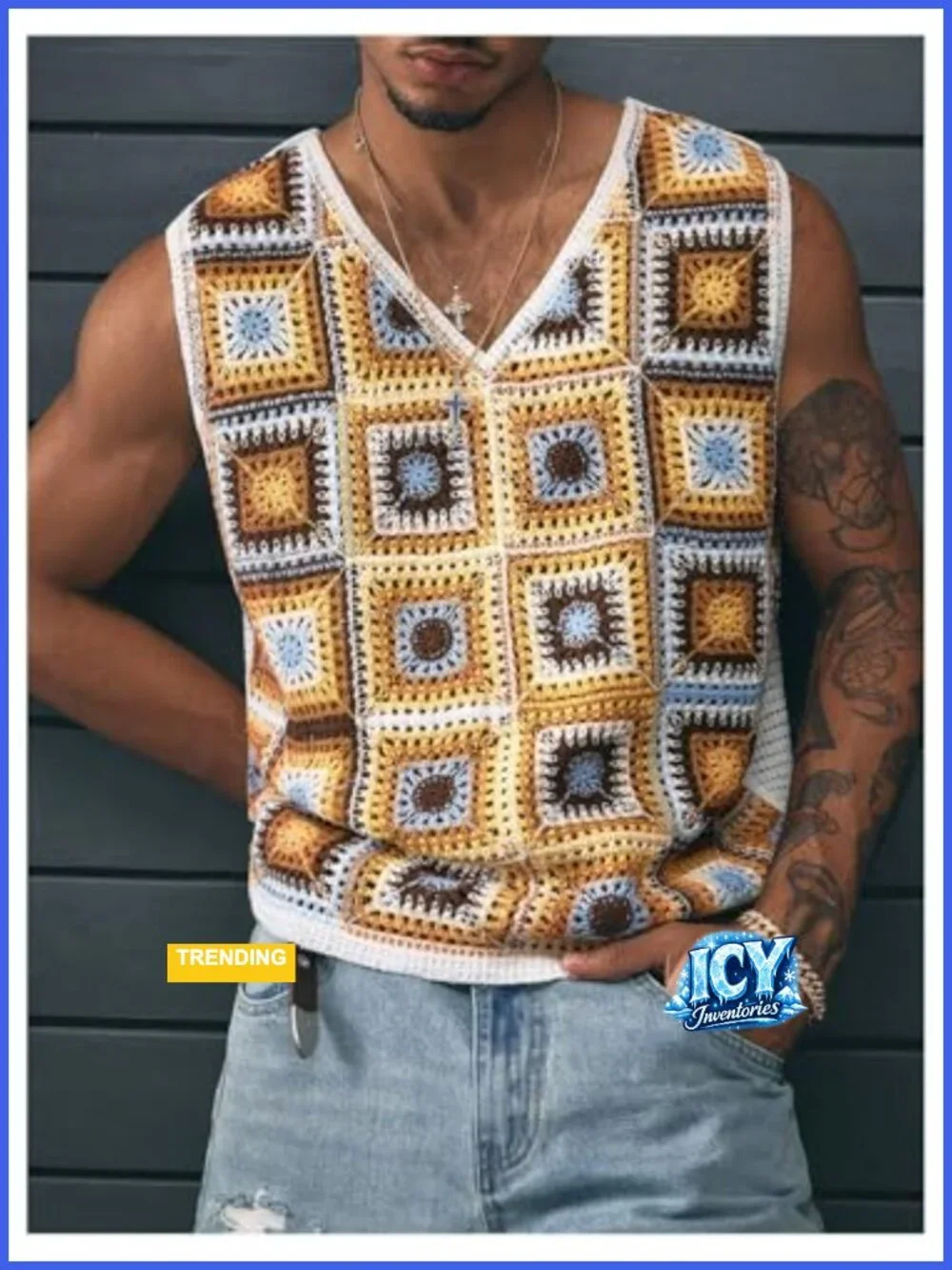 Boho Floral Crochet Sweater Vest Summer Streetwear Knit Top Going Out